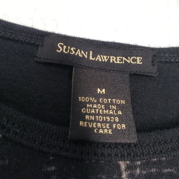 Vintage Susan Lawrence Shirt Womens Medium Black Goth Christmas Distressed Y2k - Picture 3 of 16